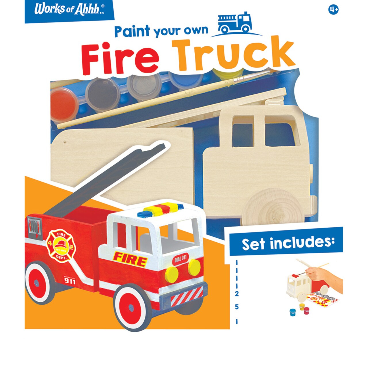MasterPieces Works of Ahhh Craft Set - Fire Truck Classic Wood Paint Kit
